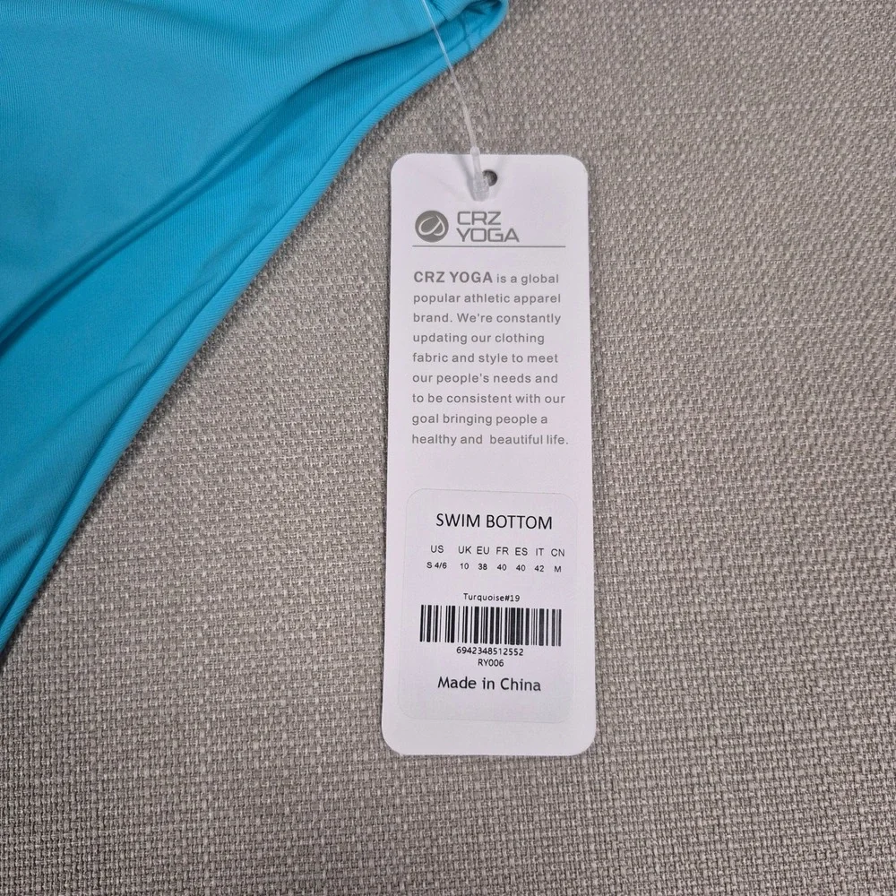 CRZ YOGA Women Turquoise Low Waisted Swim Bottom‎ Bikini RY006 Size S 4/ 6 NWT